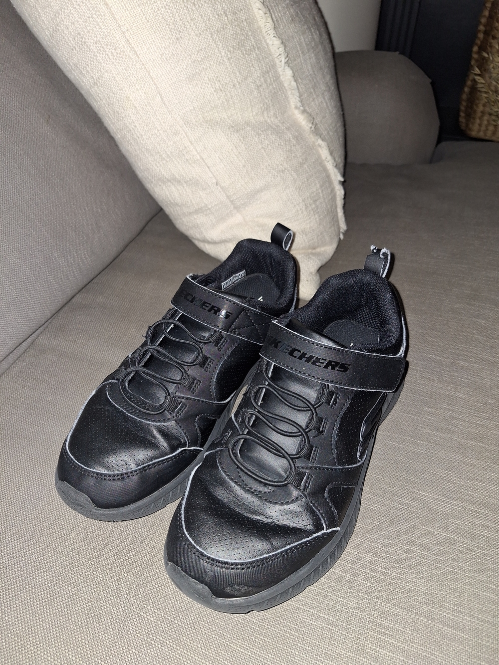Skechers Boys Black Leather Sneakers